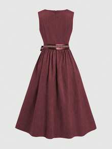 Fairmaia 德国传统方领束带无袖连衣裙（万圣节适用） - 紅色 - 查看 2