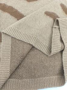 STEELVANCE 男士休闲拼色翻领长袖毛衣，秋冬 - 棕色 - 查看 6