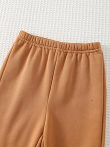 Cozy Pixies 2pcs Baby Boy Capybara Pattern Knit Soft Crew Neck Long Sleeve Pullover Sweatshirt And Elastic Waist Jogger Pants Set - Brown - View 5