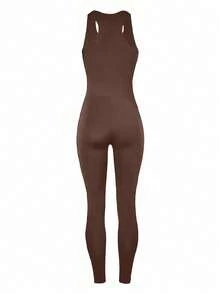 INAWLY Solva Mono ajustado de unicolor para mujer con estilo - Café integral - Ver 5