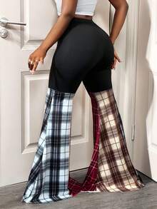 BamGleam 女士时尚性感撞色拼布休闲裤 - 彩色 - 查看 2