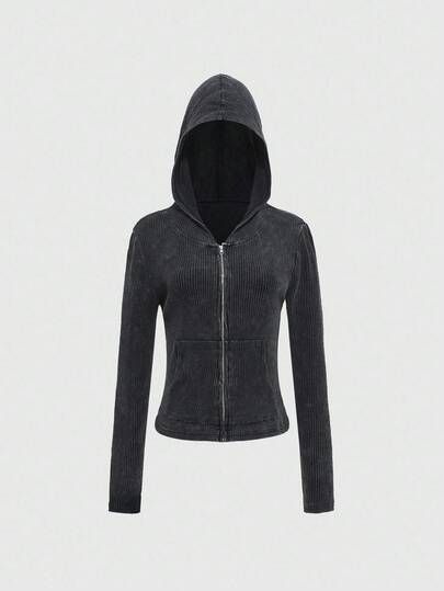 Grunge Punk Punk Style Ribbed Turtleneck Fitted Women Sweater