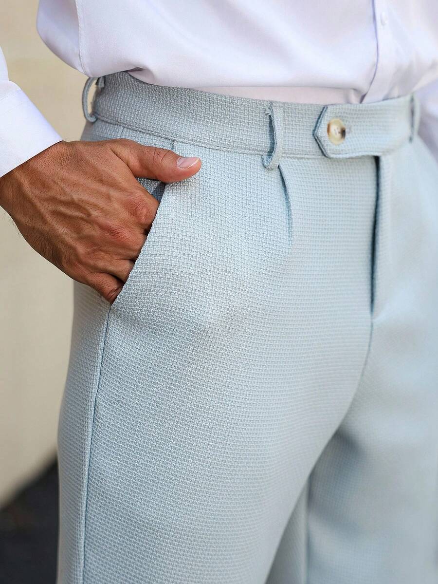 Manfinity Mode Quần dài nam thời trang đơn sắc có túi xếp ly thường ngày đa năng - Xám - Xem 1