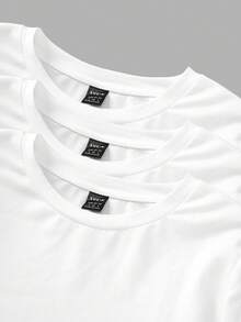 SHEIN EZwear 3pcs Women Crew Neck Casual Fitted Long Sleeve T-Shirt Set, Suitable For Autumn/Winter,White Shirt