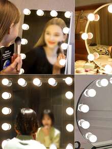 1PC4/6/8/10/12/14 LED Bulb Vanity Mirror Light, 3-Color USB Power Adjustable Vanity Mirror Light, Suitable For Home Bedrooms - Multicolor - View 5