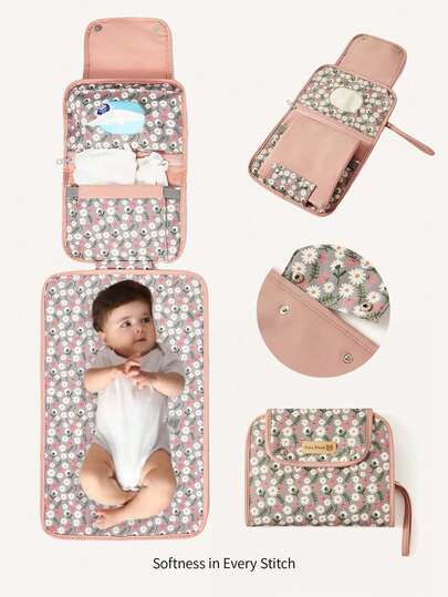 Cozy Pixies 1 Bolsa de cambio de tela Oxford, bolsa multifuncional todo en uno para un fácil transporte, con colchoneta de cambio desmontable y plegable, se puede colgar en un cochecito, bolsa de pañales, bolsa de pañuelos, adecuada para almacenamiento y uso.