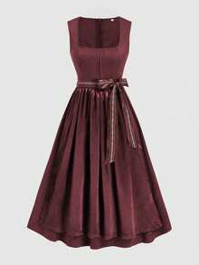 Fairmaia 德国传统方领束带无袖连衣裙（万圣节适用） - 紅色 - 查看 1