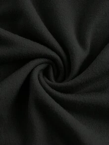SHEIN EZwear 3件套女士休闲纯色圆领褶皱长袖T恤，秋冬 - 黑色 - 查看 10