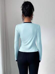 Elenzga 2 件套女士针织拼布优雅开衫和无袖上衣套装 - 彩色 - 查看 2