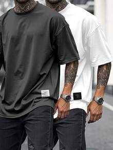 Manfinity Homme 2 件休闲宽松百搭简约男士短袖 T 恤 - 白色 - 查看 1