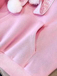 Resyla Women's Autumn/Winter New High-End Minimalist Fleece Hooded Sweatshirt - Pink - View 6