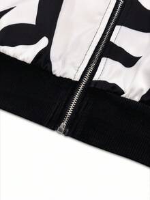 EMERY ROSE 女式休闲植物印花夹克，秋季 - 白色 - 查看 3