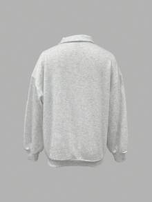 INAWLY 万圣节南瓜刺绣图案撞色南瓜蝴蝶结运动衫 - 灰色 - 查看 2