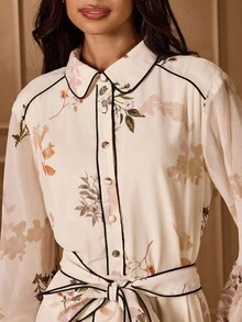 Lilora 女士优雅通勤碎花连衣裙冬装女装碎花连衣裙高端精致优雅 - 彩色 - 查看 7