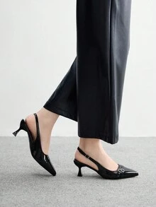 CUCCOO BIZCHIC 女士尖头小猫跟黑色后带日常百搭通勤高跟穆勒鞋 - 黑色 - 查看 7