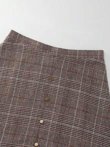 GlowEve CURVE 大码女式优雅休闲格子A字裙，秋冬