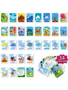 Zazumi 1SET Kids Learning Cards Food Fruit Animal Weather Preschool Educational Cognitive Game Improve Concentration Make Learning Fun - Multicolor - View 16