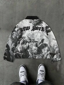 PAVTROS Áo khoác nam dài tay thời trang in họa tiết, thu/đông, áo khoác lót nhiệt - Nhiều màu - Xem 2