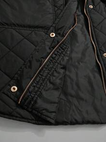 Rusticease Plus Flap Pocket Quilted Vest Coat, For Winter Fall Autumn - Black - View 10