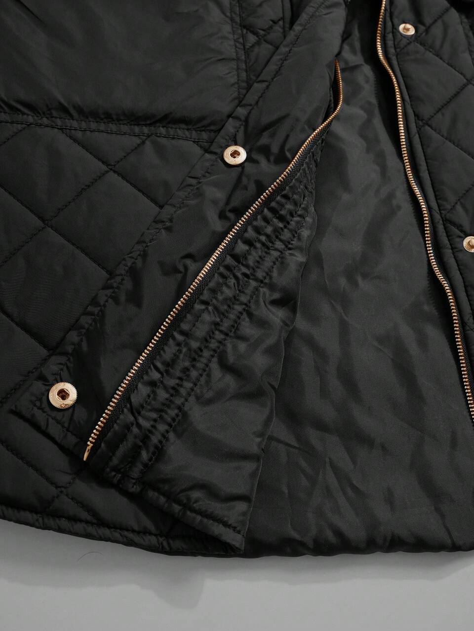 Plus Flap Pocket Quilted Vest Coat, For Winter Fall Autumn