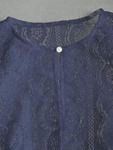 Fairmaia Traditionelle deutsche Damen Tops, einfarbige Spitzen Dirndl Tops - marineblau - Übersicht 5