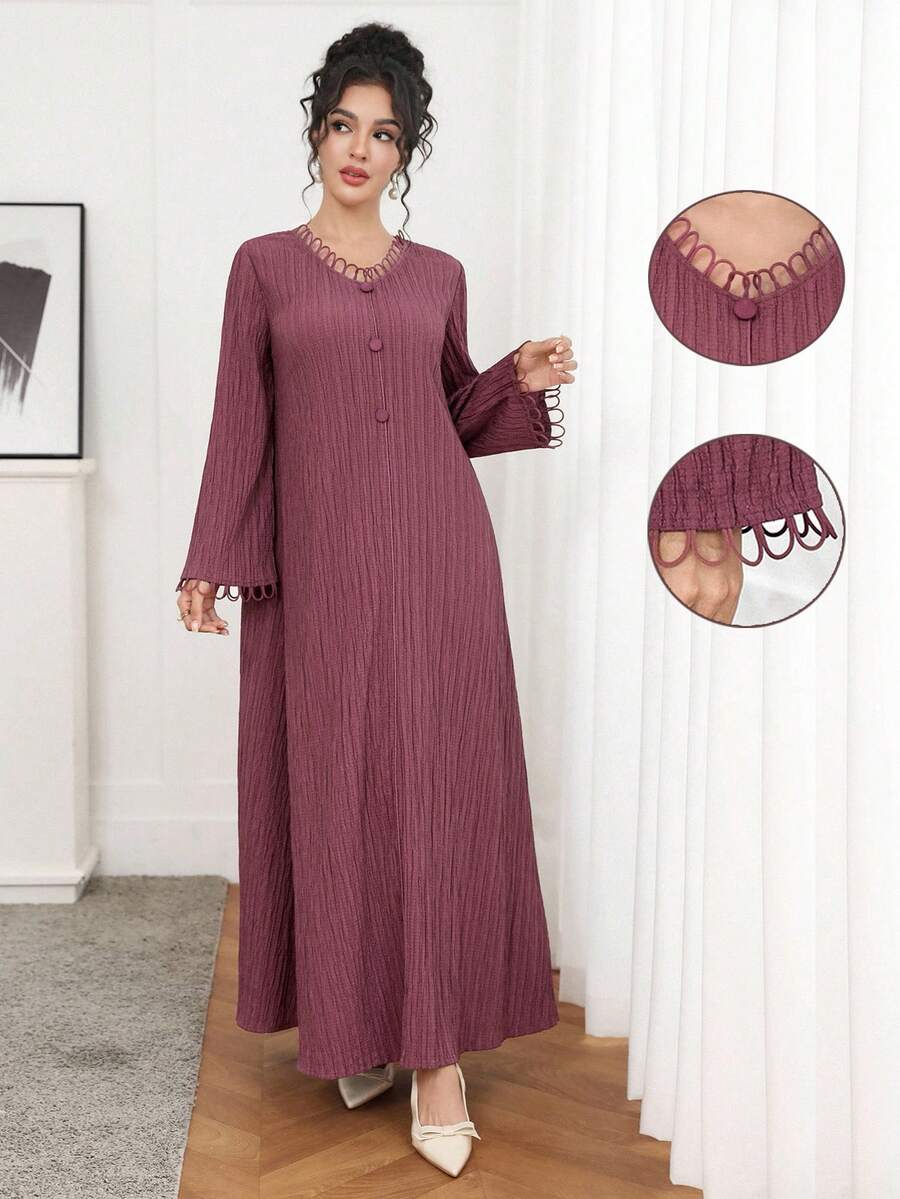 Al Najma 腰部系带休闲优雅百搭派对透视连衣裙 - 灰色 - 查看 1