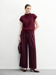 CUCCOO BIZCHIC Women's Pointed Toe Kitten Heel Burgundy Backstrap Slingback Pumps, Versatile For Daily Wear And Commute For Christmas - Burgundy - View 9