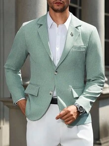 Manfinity Mode 男式纯色插肩袖翻领前扣休闲西装外套