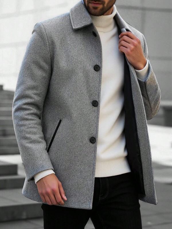 Manfinity Homme 男士长袖休闲百搭外套，秋冬季，灰色