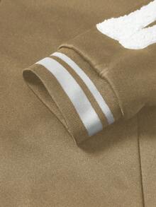 Manfinity EMRG 男士字母印花长袖单排扣休闲翻领夹克黑色运动夹克棒球夹克黑色。男士万圣节服装、Y2K、街头时尚、返校季、送给男朋友的礼物 - 彩色 - 查看 4