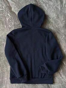 Rina Fox 全新纯色拉链连帽休闲女式夹克运动衫 - 藏蓝色 - 查看 2