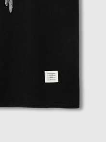 Manfinity Homme 2 piezas Camisetas de manga corta casuales y holgadas, versátiles y sencillas para hombres - Negro - Ver 4