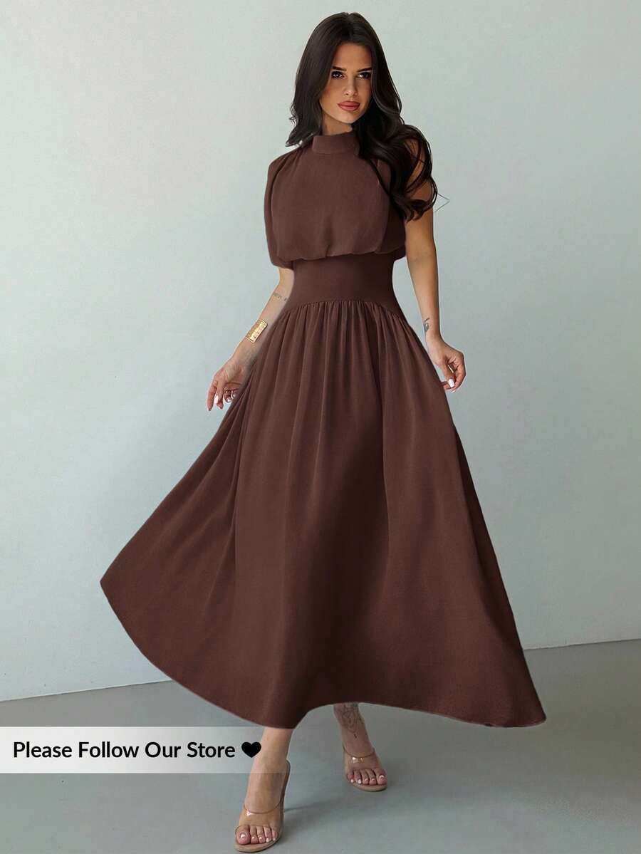 Firerie 女士优雅通勤高领收腰 A 字连衣裙，女士夏装，春夏服装，沙滩装，通勤，优雅，性感，度假，海滩，波西米亚，夏威夷，音乐节，浪漫，约会，婚礼季，毕业礼服，舞会，演出服，音乐会，工作服