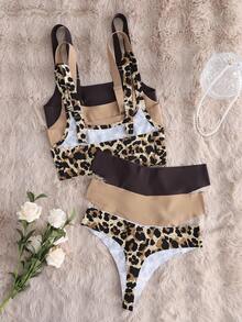 6 st set med leopardmönster och minimalistiskt, bygelfritt set med låg midja och trosor för kvinnor