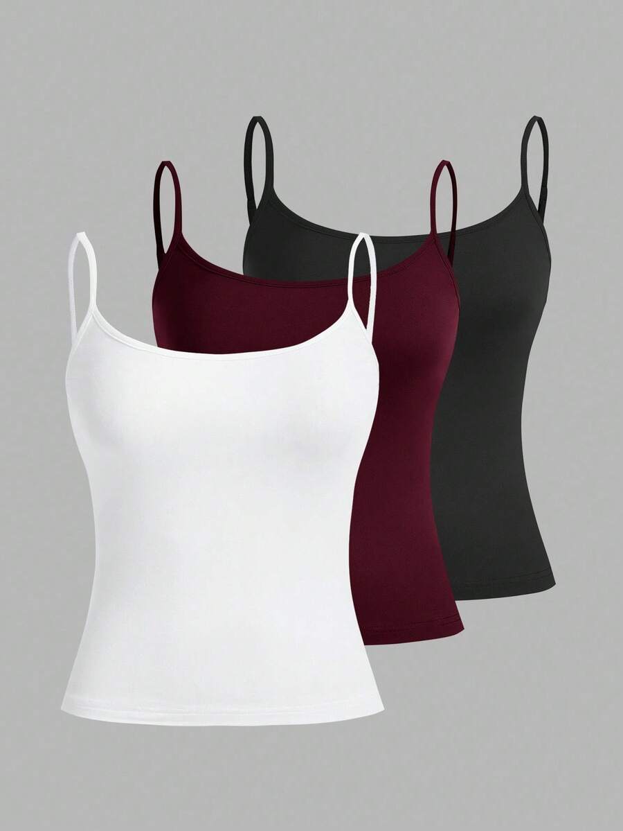 SHEIN EZwear 3 件套女士性感短款吊带背心，适合夏季