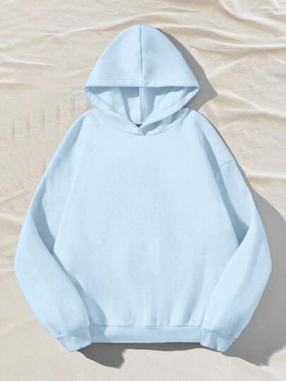 Attitoon Summer Outfits Women's Simple Casual Solid Color Pullover Hooded Long Sleeve Sweatshirt Without Drawstring Oversize In Fall/Winter