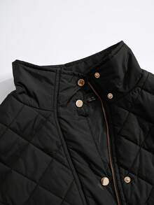 Rusticease Plus Flap Pocket Quilted Vest Coat, For Winter Fall Autumn - Black - View 8