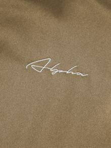 Manfinity EMRG 男士字母印花长袖单排扣休闲翻领夹克黑色运动夹克棒球夹克黑色。男士万圣节服装、Y2K、街头时尚、返校季、送给男朋友的礼物 - 彩色 - 查看 3