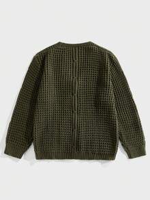 EASEVO Plus Size Men's Solid Color Long Sleeve Cardigan, For Fall Winter