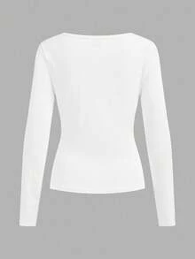 Tseoso 2pcs/Set Women Cotton Knit Cardigan Long Sleeve T-Shirt, Chic Outfit For Autumn/Winter