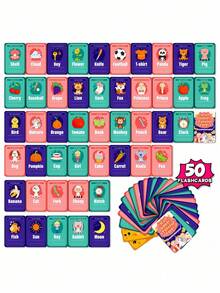Zazumi 1SET Kids Learning Cards Food Fruit Animal Weather Preschool Educational Cognitive Game Improve Concentration Make Learning Fun - Multicolor - View 17