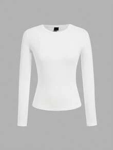 SHEIN EZwear 3 Stücke Damen Lässig Engsitzend Rundhals Langarm T-Shirt Set, geeignet für Herbst/Winter - Verschiedenfarbig - Übersicht 6