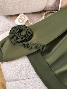 SHEIN 2 件套女士连帽运动衫和慢跑裤套装，时尚秋冬装 - 軍綠色 - 查看 5