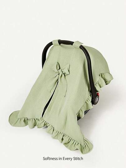 Cozy Pixies 1-Pack Of Baby Stroller Cover Green Crepe Lace Lace Bow Decoration Outdoor Breathable Sunproof Dustproof Windproof Mosquito Proof Baby Stroller Cover