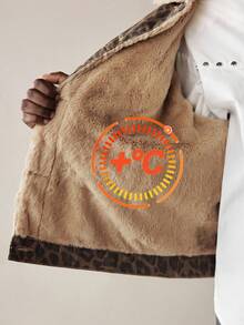 Maija 女式豹纹牛仔保暖内衬夹克复古长袖夹克豹纹图案冬季休闲装 - 彩色 - 查看 1