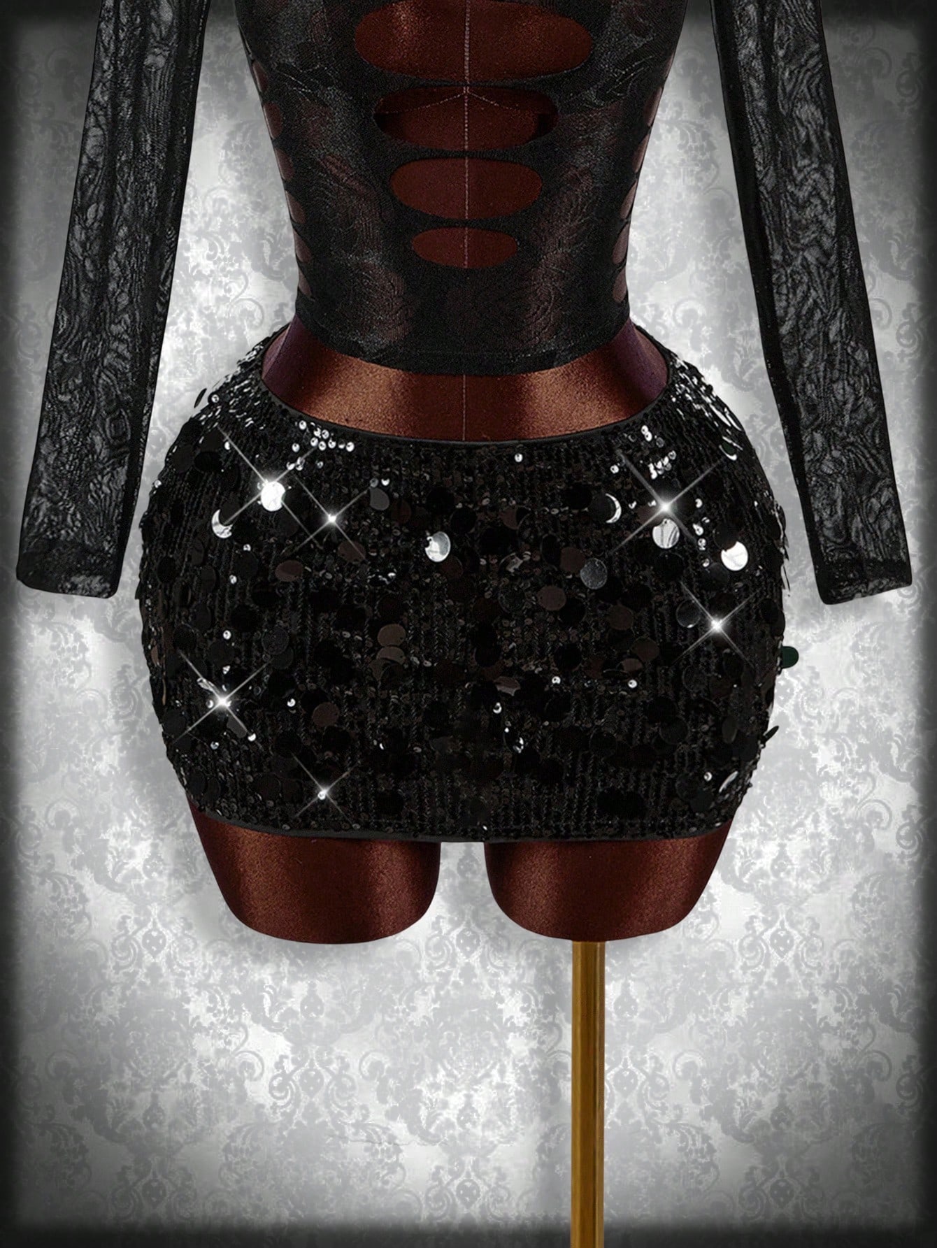 Black bodycon mini skirt