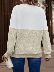 EMERY ROSE Sudadera casual de talla grande con parches de colores contrastantes para mujer, para otoño/invierno - Multicolor - Ver 2