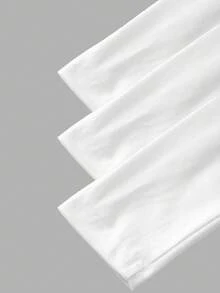 SHEIN EZwear 3pcs Women Crew Neck Casual Fitted Long Sleeve T-Shirt Set, Suitable For Autumn/Winter,White Shirt