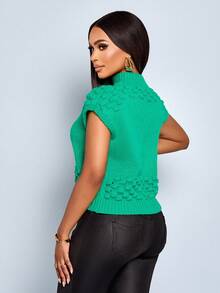 SOLERSUN Áo len chui đầu cổ lọ màu trơn thanh lịch, có gân, kiểu dáng thường ngày dành cho nữ - màu xanh lá - Xem 2