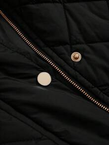 Rusticease Plus Flap Pocket Quilted Vest Coat, For Winter Fall Autumn - Black - View 5